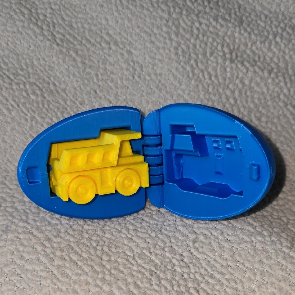 3D Printed Easter Surprise Blue and Yellow Toy Truck Egg